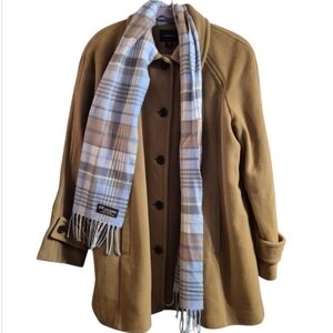 Lands End Womens 16W Camel Soft Wool Cashmere Blend Jacket & 100% Cashmere Scarf